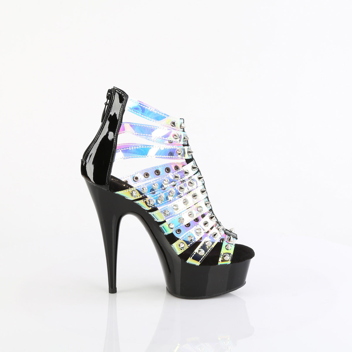 【PLEASER】DELIGHT-600-9 プラットフォームシューズ Holo TPU-Blk Pat/Blk【取寄】