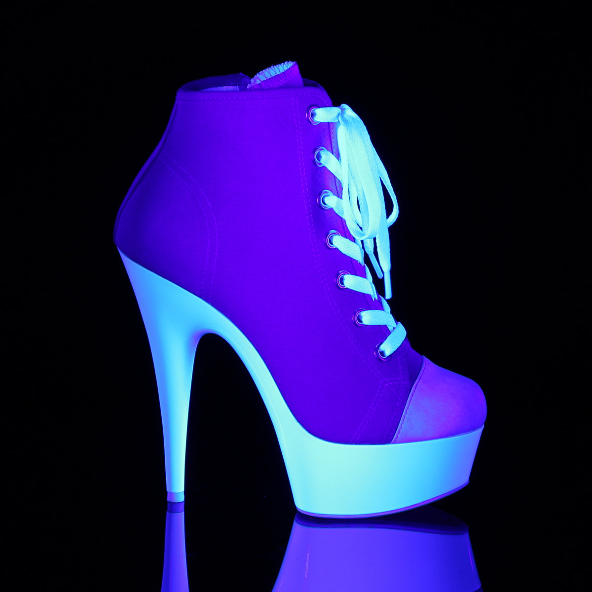 【PLEASER】DELIGHT-600SK-02 プラットフォームシューズ Pink Canvas/Neon White【取寄】