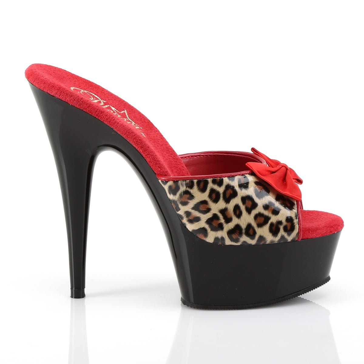 【PLEASER】DELIGHT-601-6 プラットフォームシューズ Tan Leopard Print Faux Leather/Blk【取寄】
