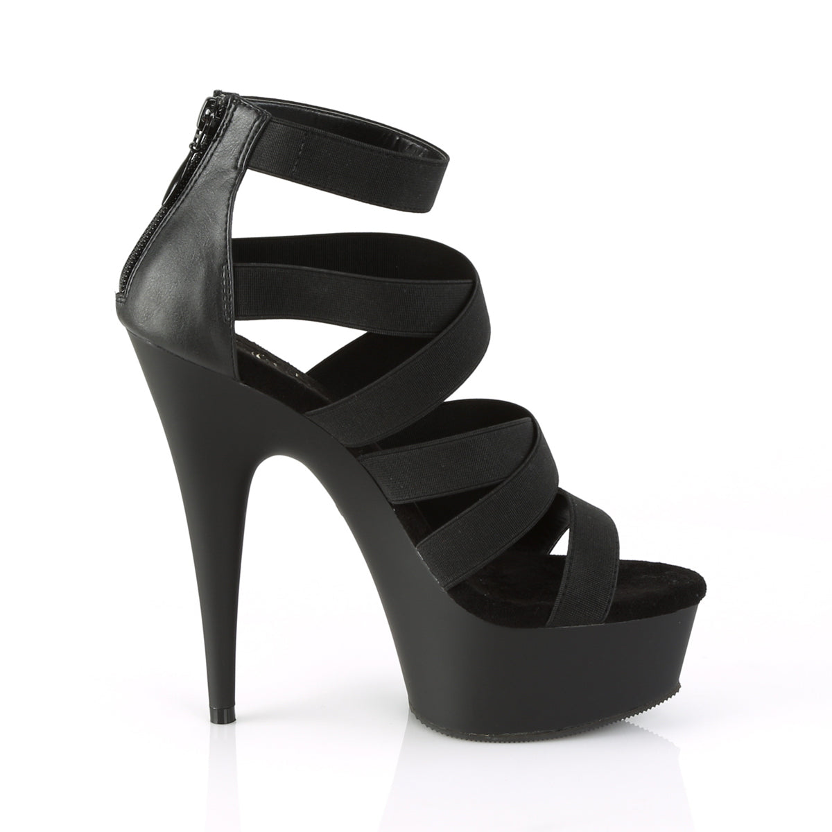 【PLEASER】DELIGHT-659 プラットフォームシューズ Blk Elastic Band-Faux Leather/Blk Matte【取寄】