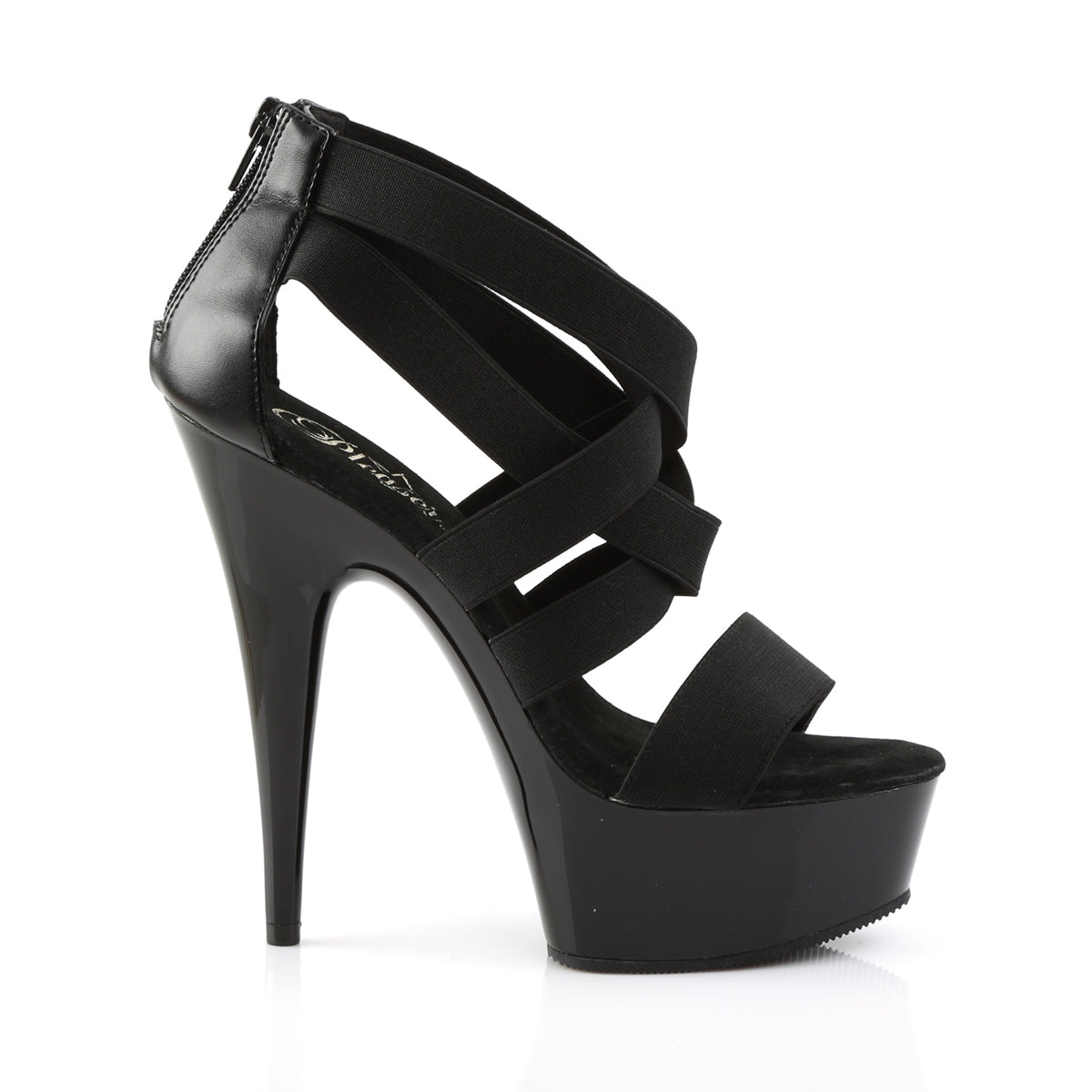 【PLEASER】DELIGHT-669 プラットフォームシューズ Blk Elastic Band-Faux Leather/Blk【取寄】