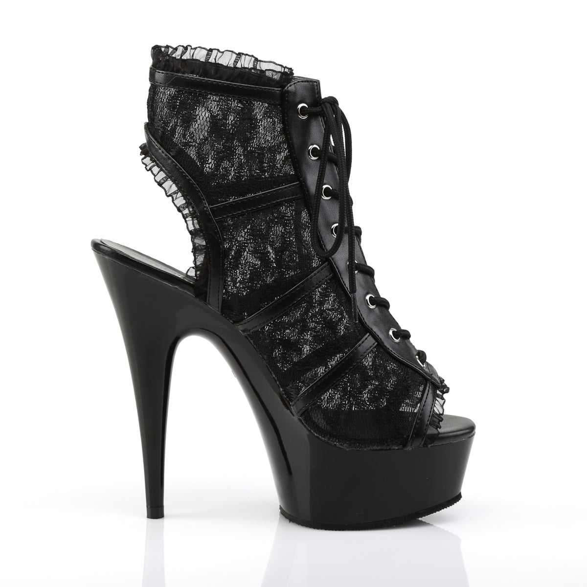 【PLEASER】DELIGHT-696LC プラットフォームシューズ Blk Mesh-Lace/Blk【取寄】