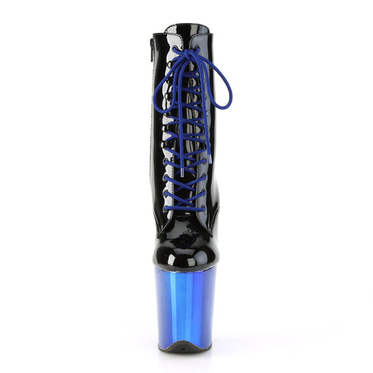 【PLEASER】FLAMINGO-1020 プラットフォームシューズ Blk Pat/Royal Blue Chrome【取寄】