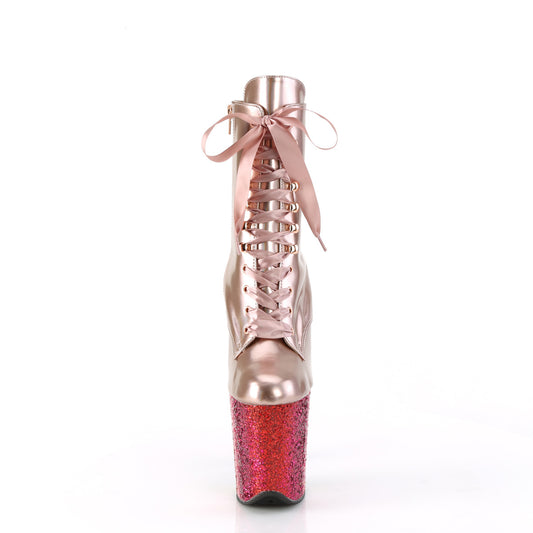 【PLEASER】FLAMINGO-1020HG プラットフォームシューズ Rose Gold Holo Pat/Rainbow Glitter【取寄】