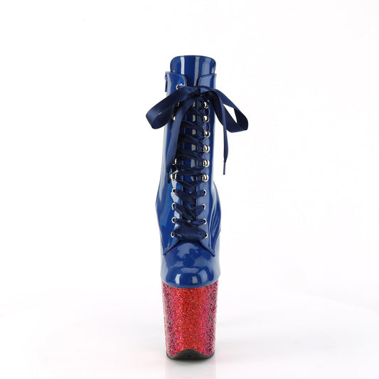 【PLEASER】FLAMINGO-1020HG プラットフォームシューズ Royal Blue Holo Pat/Rainbow Glitter【取寄】