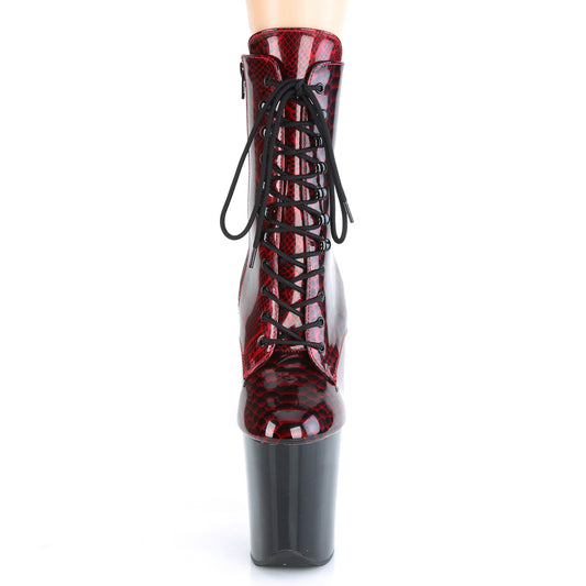 【PLEASER】FLAMINGO-1020SP プラットフォームシューズ Red Snake Print Pat/Blk【取寄】