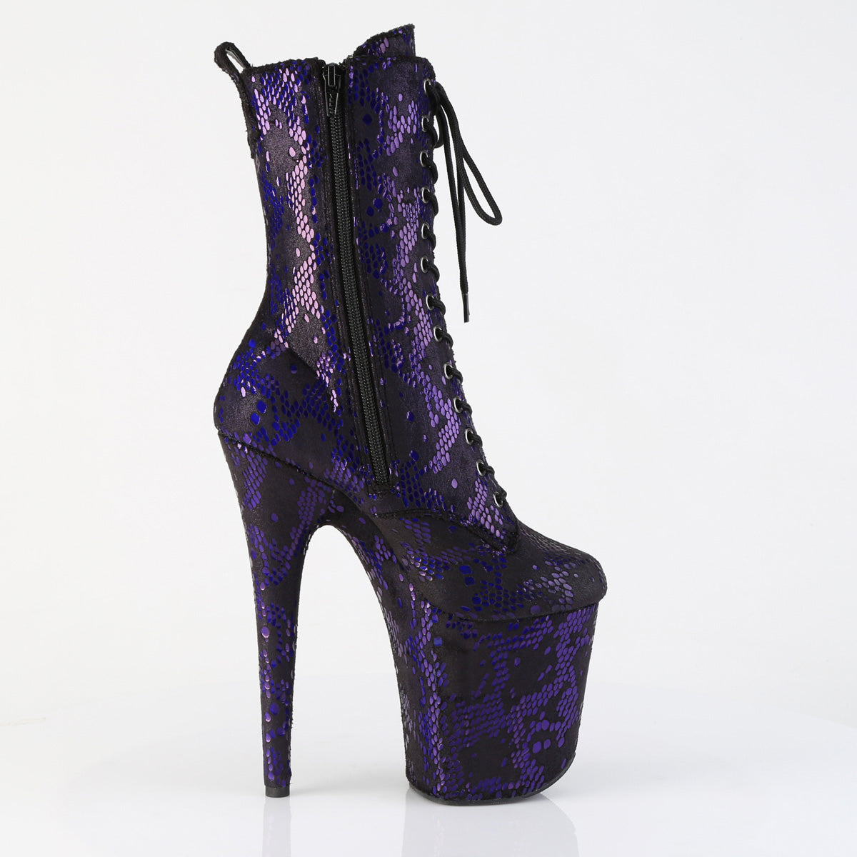 【PLEASER】FLAMINGO-1040SPF プラットフォームシューズ Purple Metallic Snake Print Fabric/M【取寄】