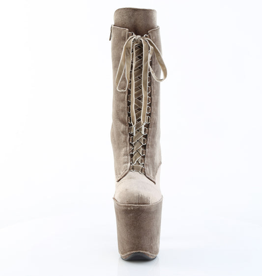 【PLEASER】FLAMINGO-1045VEL プラットフォームシューズ Khaki Velvet/Khaki Velvet【取寄】