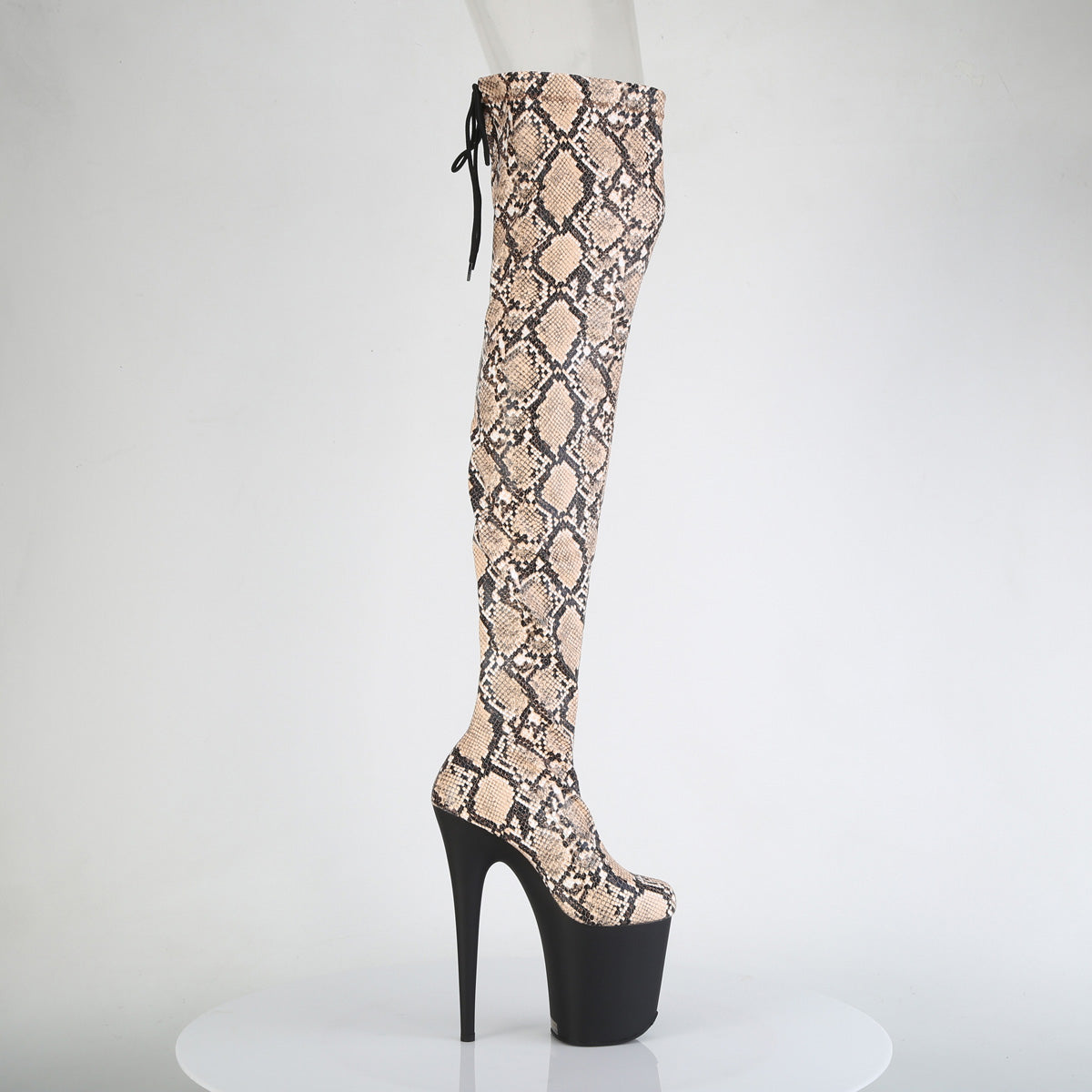 【PLEASER】FLAMINGO-3008SP-BT プラットフォームシューズ Tan-Brown Snake Print/Blk Matte【取寄】