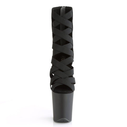 【PLEASER】FLAMINGO-800-24 プラットフォームシューズ Blk Elastic Band-Microfiber/Blk Matte【取寄】