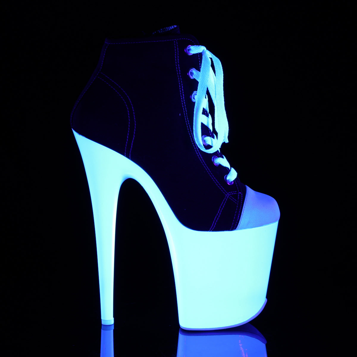 【PLEASER】FLAMINGO-800SK-02 プラットフォームシューズ Blk Canvas/Neon White【取寄】