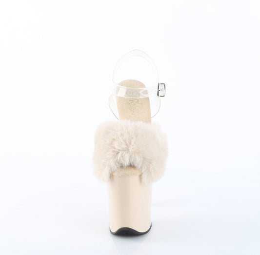 【PLEASER】FLAMINGO-808FUR プラットフォームシューズ Cream Faux Fur-Clr TPU/Cream【取寄】