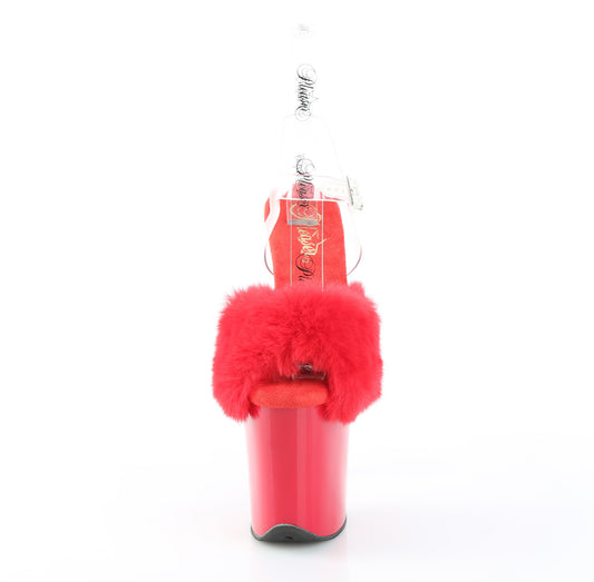 【PLEASER】FLAMINGO-808FUR プラットフォームシューズ Red Faux Fur-Clr TPU/Red【取寄】