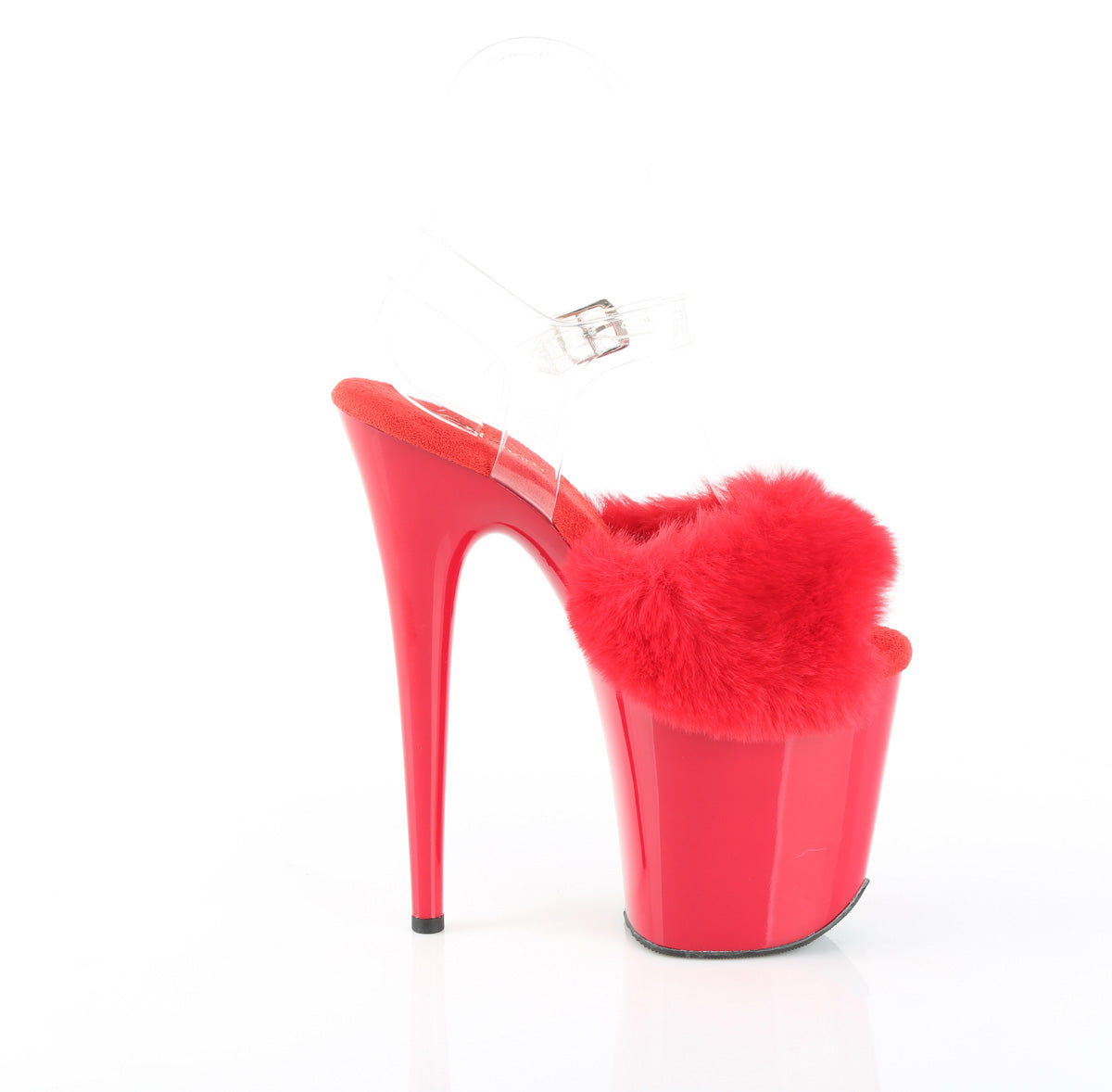 【PLEASER】FLAMINGO-808FUR プラットフォームシューズ Red Faux Fur-Clr TPU/Red【取寄】