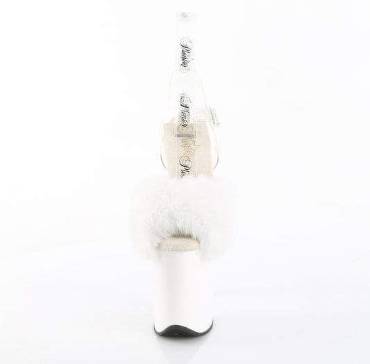 【PLEASER】FLAMINGO-808FUR プラットフォームシューズ Wht Faux Fur-Clr TPU/Wht【取寄】