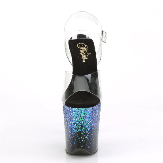 【PLEASER】FLAMINGO-808SS プラットフォームシューズ Clr/Blk-Blue Multi Glitter【取寄】