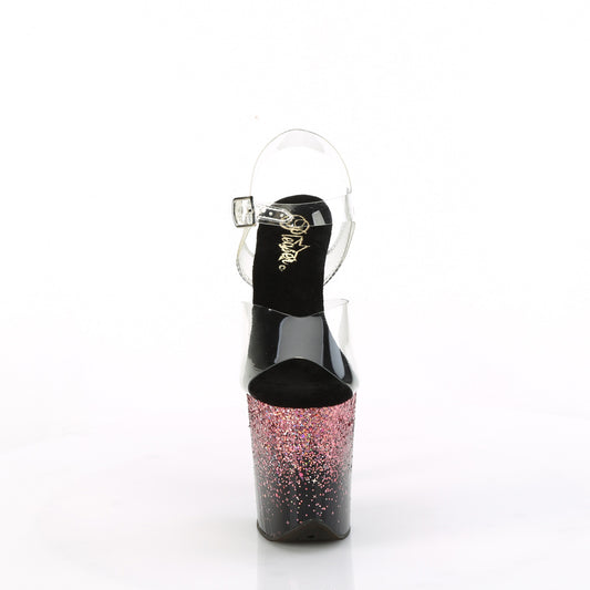 【PLEASER】FLAMINGO-808SS プラットフォームシューズ Clr/Blk-Pink Multi Glitter【取寄】