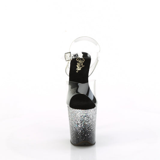 【PLEASER】FLAMINGO-808SS プラットフォームシューズ Clr/Blk-Slv Multi Glitter【取寄】