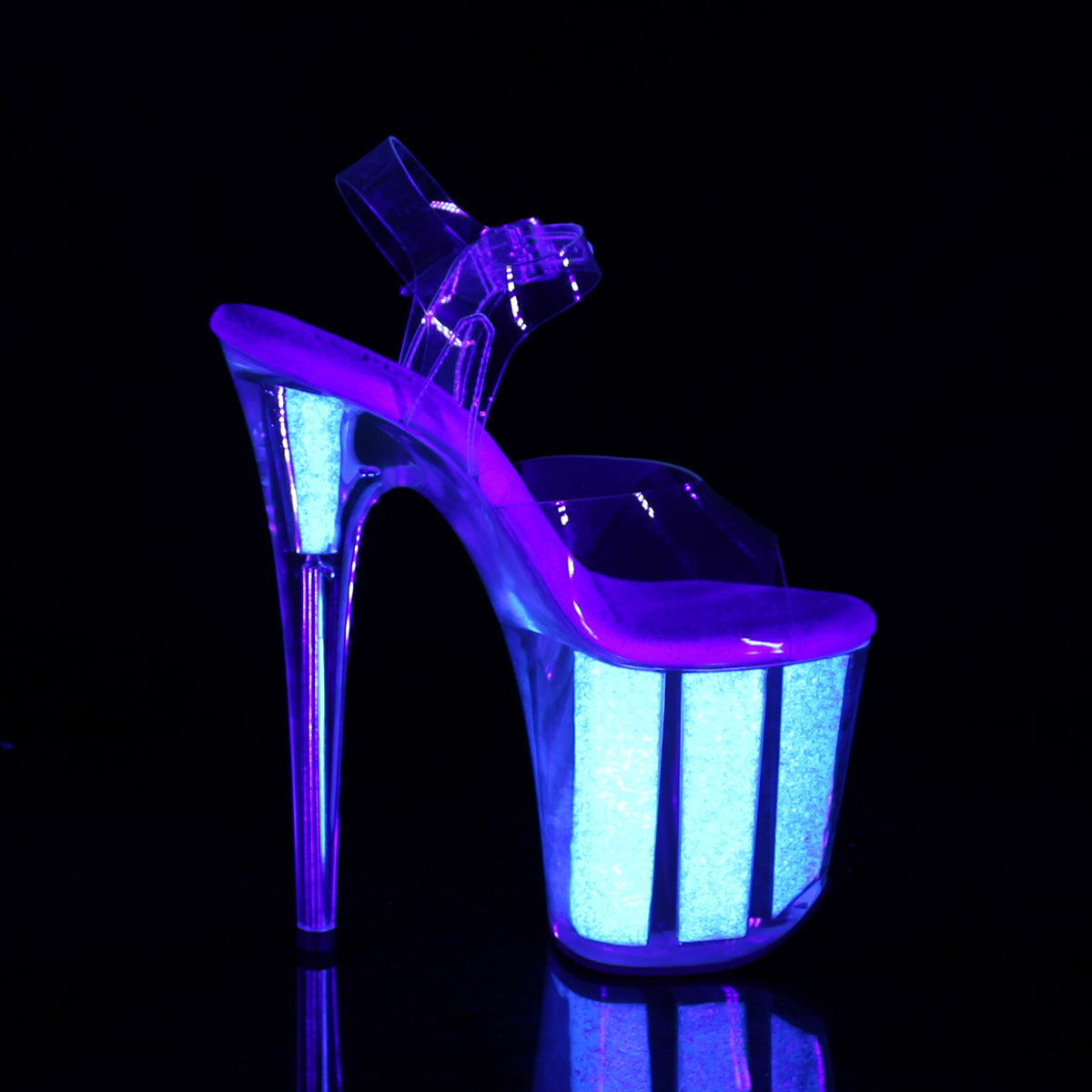 【PLEASER】FLAMINGO-808UVG プラットフォームシューズ Clr/Neon Opal Glitter【取寄】