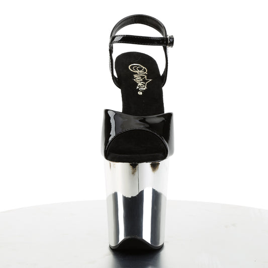 【PLEASER】FLAMINGO-809 プラットフォームシューズ Blk Pat/Slv Chrome【取寄】