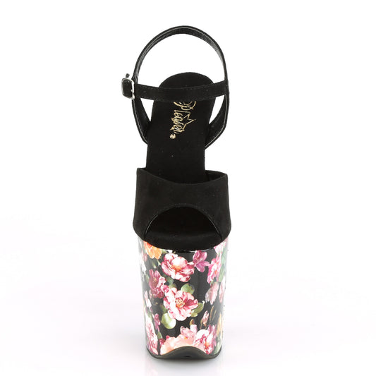 【PLEASER】FLAMINGO-809WR プラットフォームシューズ Blk Faux Suede/Flower Print Wrapped【取寄】
