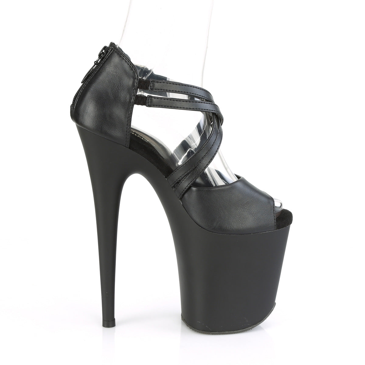 【PLEASER】FLAMINGO-865 プラットフォームシューズ Blk Faux Leather/Blk Matte【取寄】