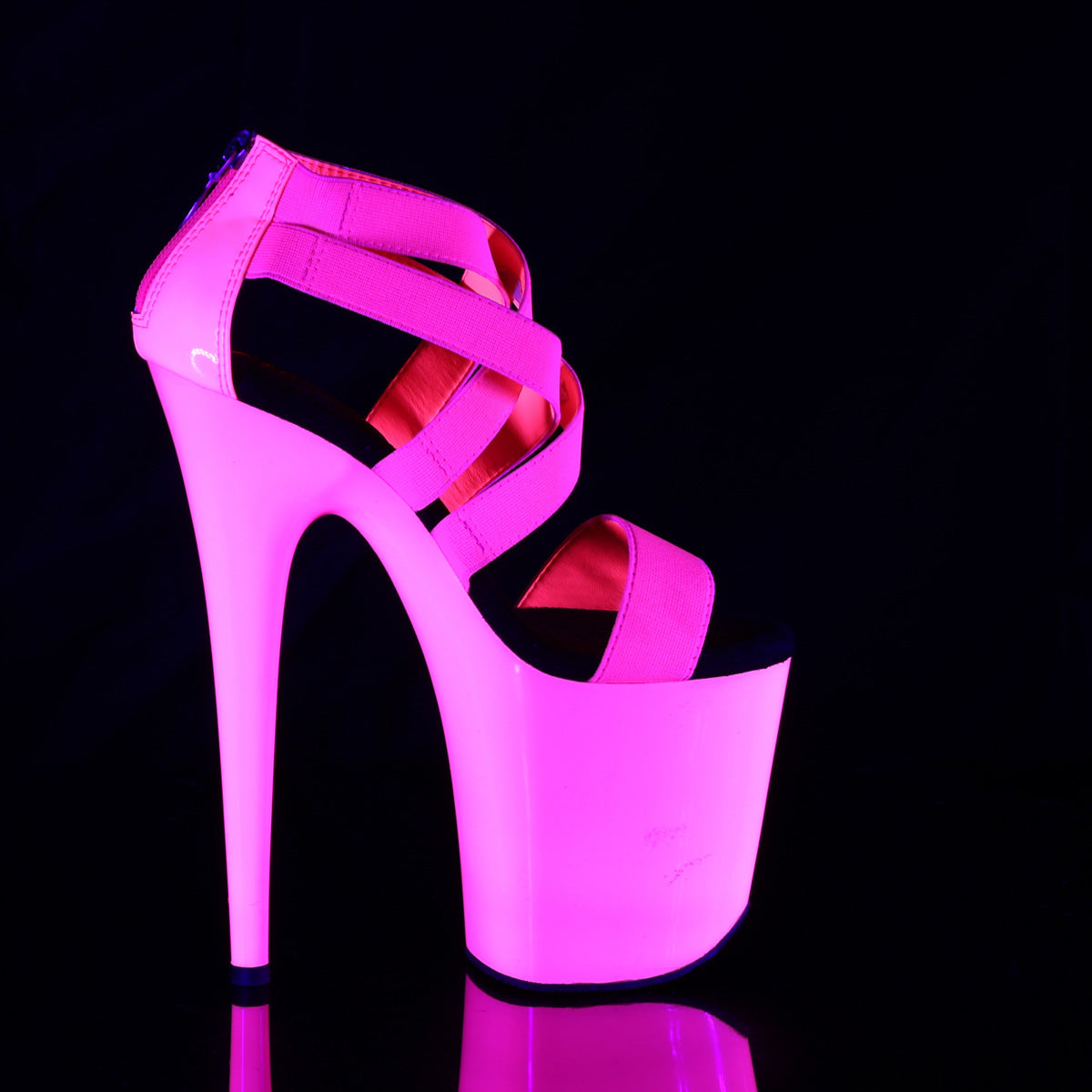 【PLEASER】FLAMINGO-869UV プラットフォームシューズ Neon H. Pink Elastic Band-Pat/Neon H. Pink【取寄】