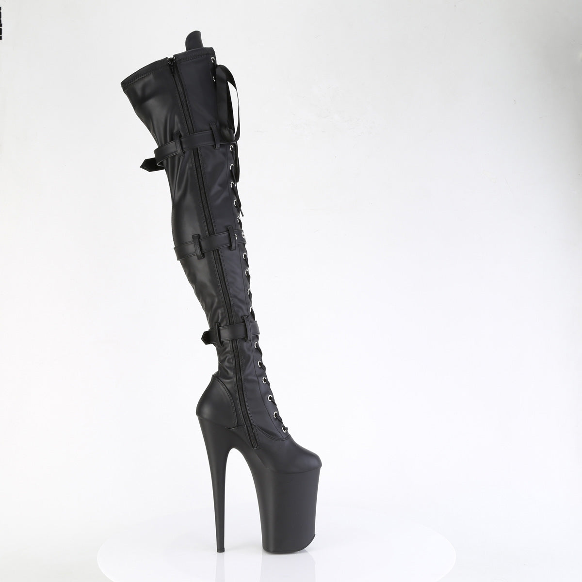 【PLEASER】INFINITY-3028 プラットフォームシューズ Blk Str Faux Le/Blk Matte【取寄】