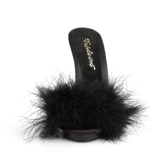 【FABULICIOUS】POISE-501F ヒールシューズ Blk Satin-Marabou Fur/Blk【取寄】