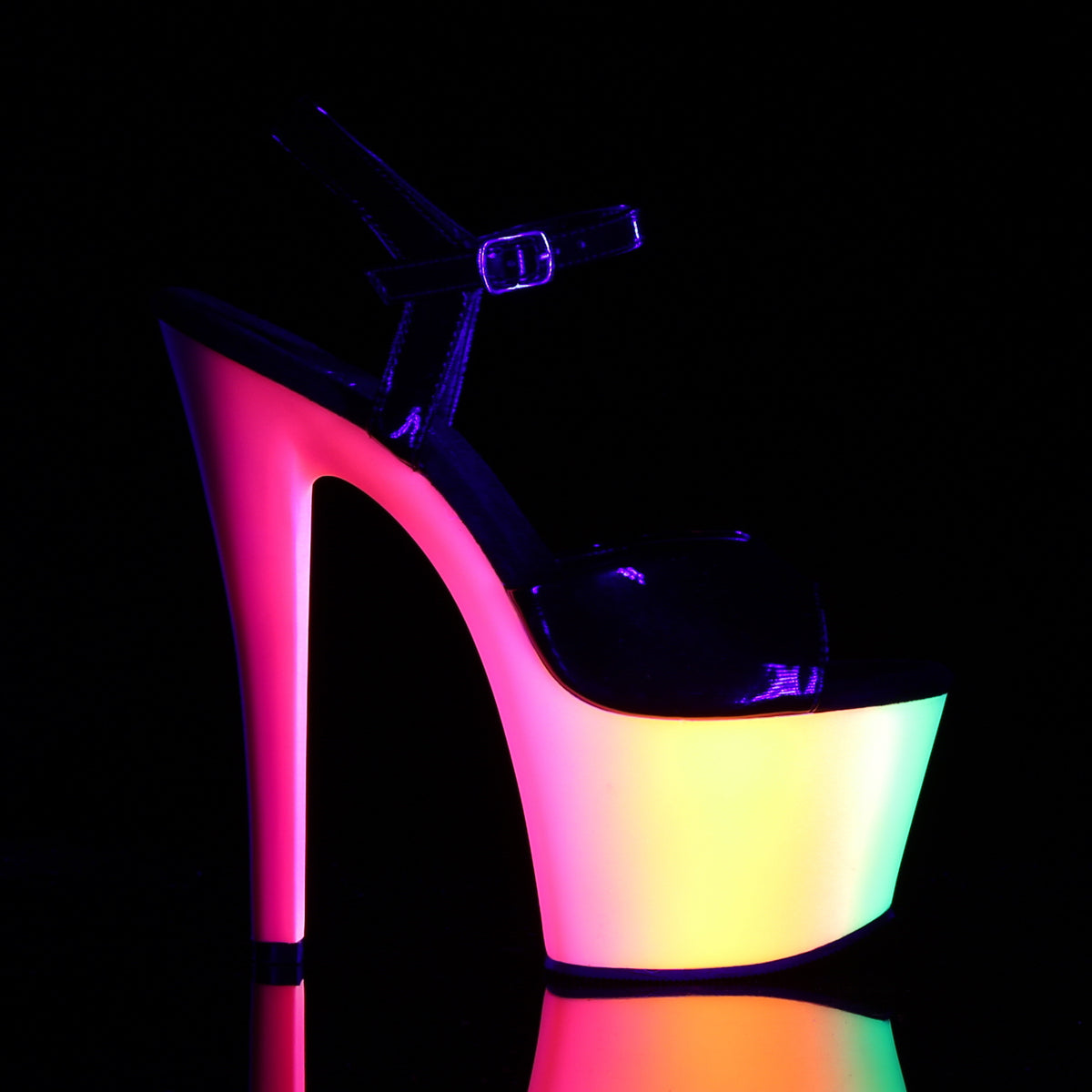 【PLEASER】RAINBOW-309UV プラットフォームシューズ Blk Pat/Neon Multi【取寄】