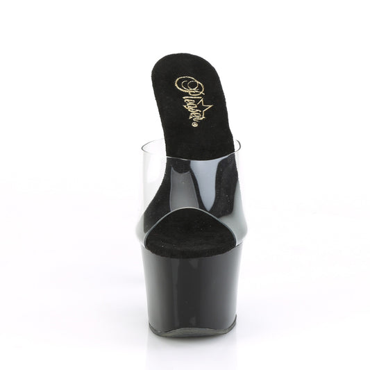 【PLEASER】SKY-301CRS プラットフォームシューズ Clr/Blk-Slv AB Rhinestone【取寄】