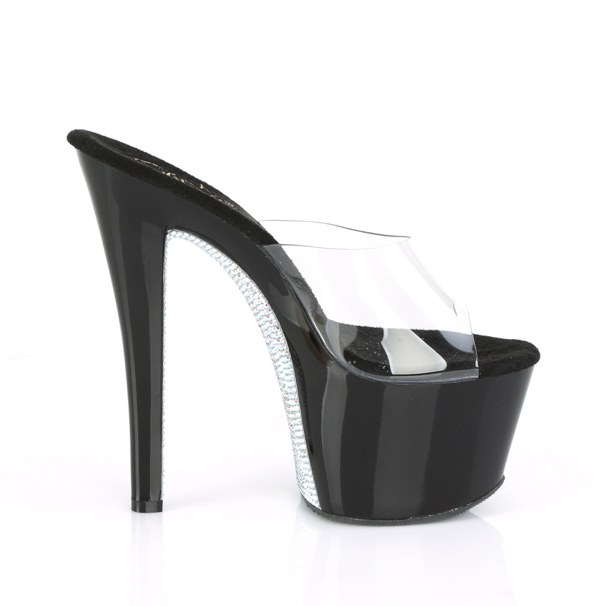 【PLEASER】SKY-301CRS プラットフォームシューズ Clr/Blk-Slv AB Rhinestone【取寄】