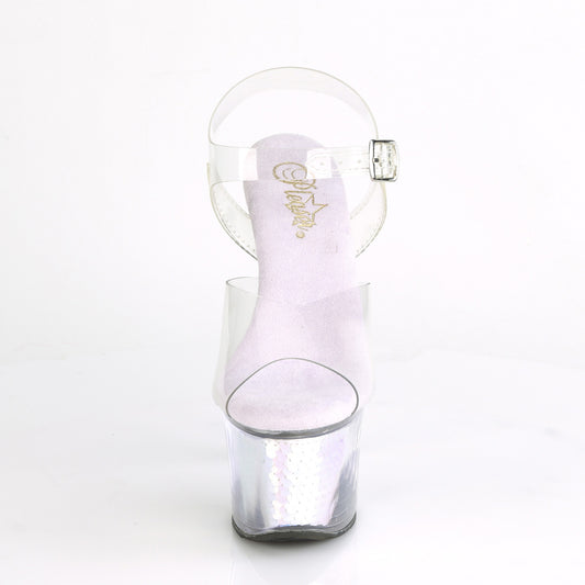 【PLEASER】SKY-308MC プラットフォームシューズ Clr/Lavender Hologram Inserts【取寄】