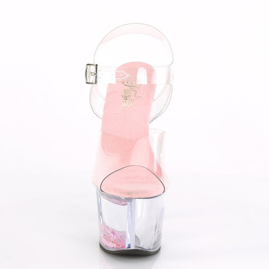 【PLEASER】SKY-308WHG プラットフォームシューズ Clr/Clr-Baby Pink Glitter【取寄】