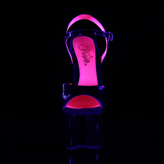 【PLEASER】SKY-309TT プラットフォームシューズ Blk Pat/Blk-Neon H. Pink【取寄】