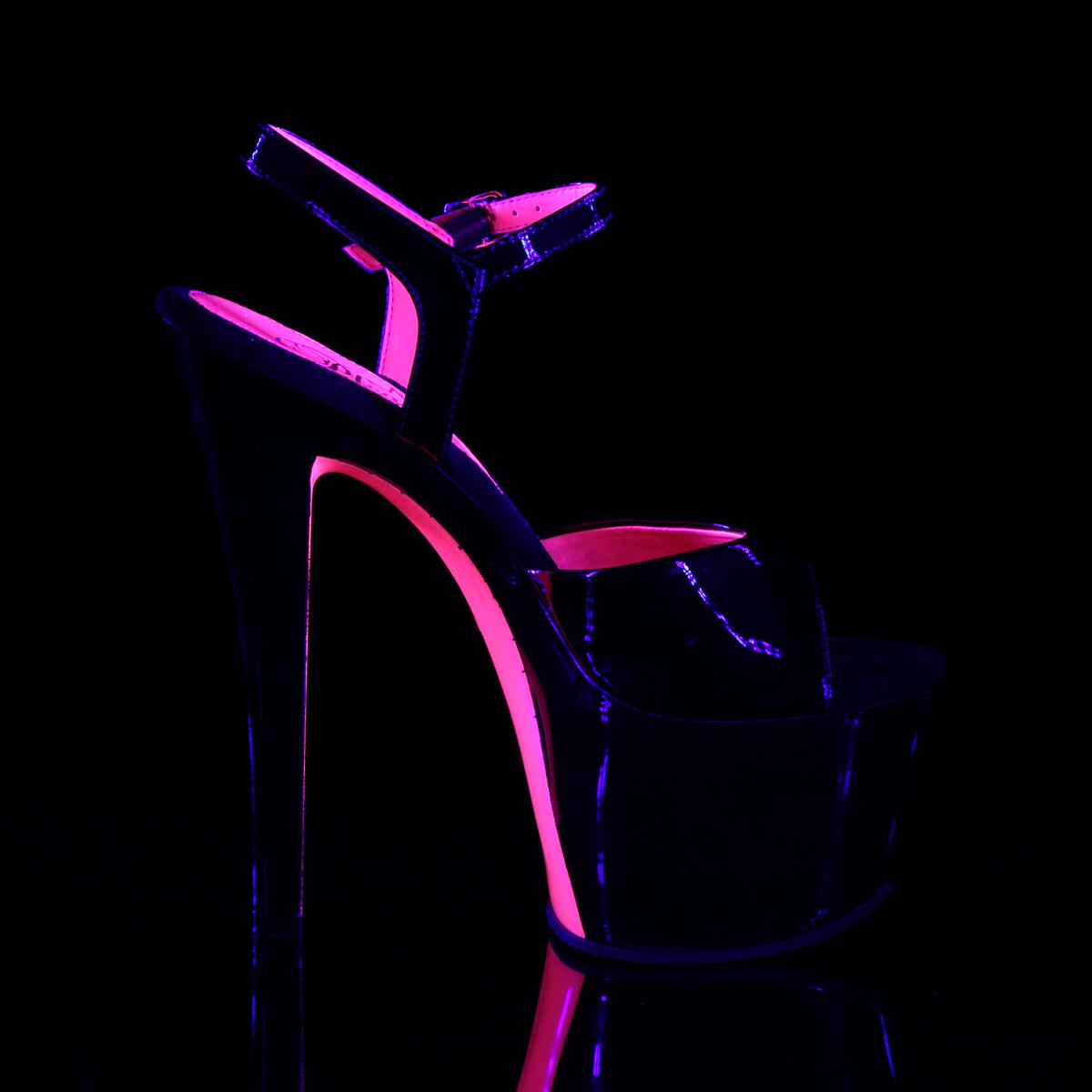 【PLEASER】SKY-309TT プラットフォームシューズ Blk Pat/Blk-Neon H. Pink【取寄】
