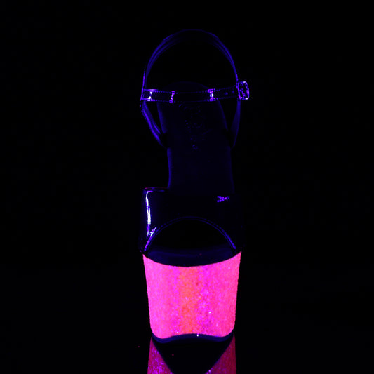 【PLEASER】SKY-309UVLG シューズ Blk Pat/Neon H. Pink Glitter【取寄】