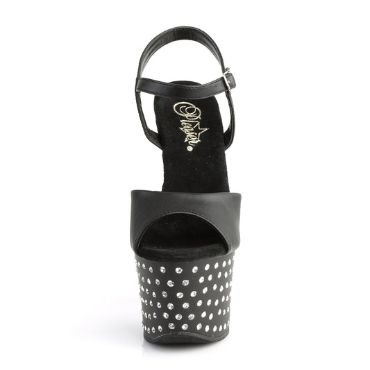 【PLEASER】STARDUST-709 プラットフォームシューズ Blk Faux Leather/Blk Matte【取寄】