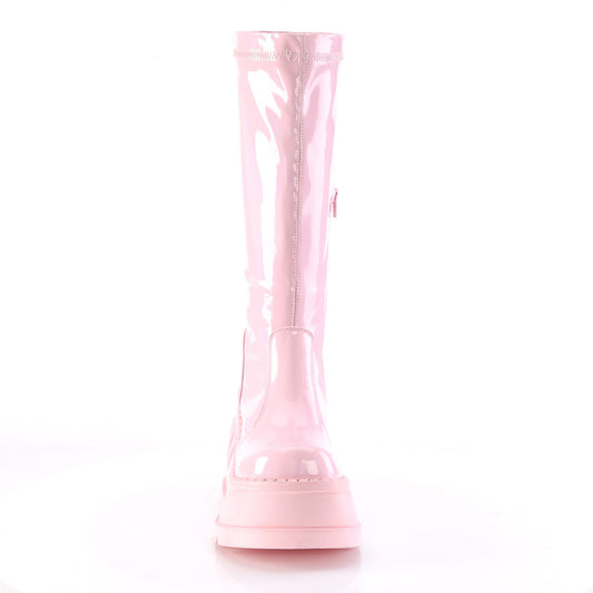 【DEMONIA】STOMP-200 ミドルブーツ B. Pink Hologram Stretch Patent【取寄】