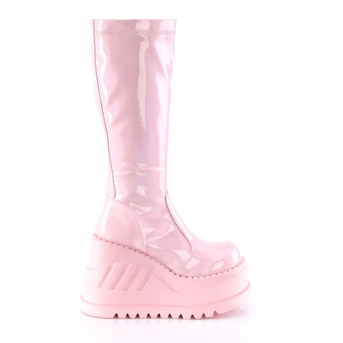 【DEMONIA】STOMP-200 ミドルブーツ B. Pink Hologram Stretch Patent【取寄】