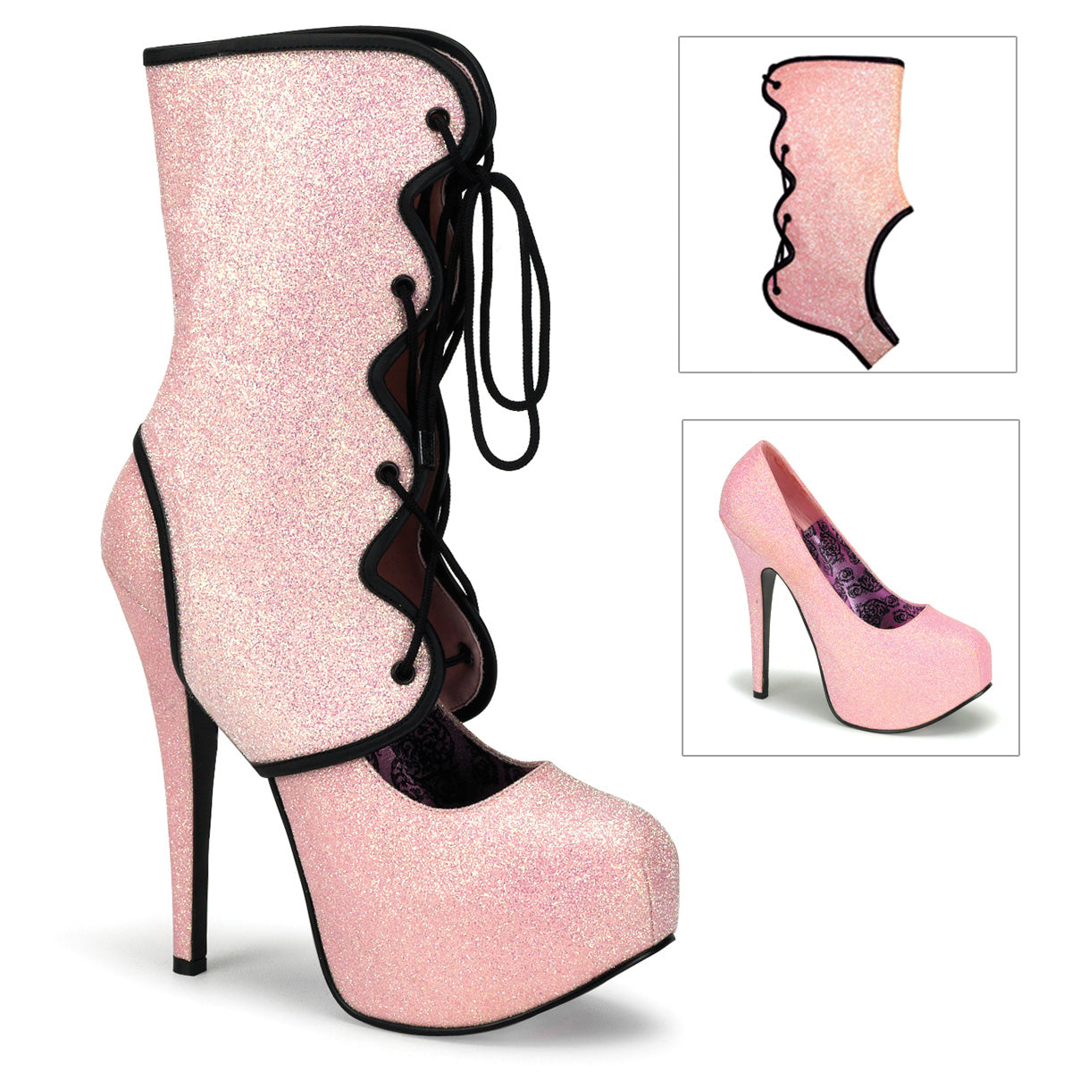 【BORDELLO】TEEZE-31G プラットフォームシューズ B. Pink Mini Gltr【取寄】
