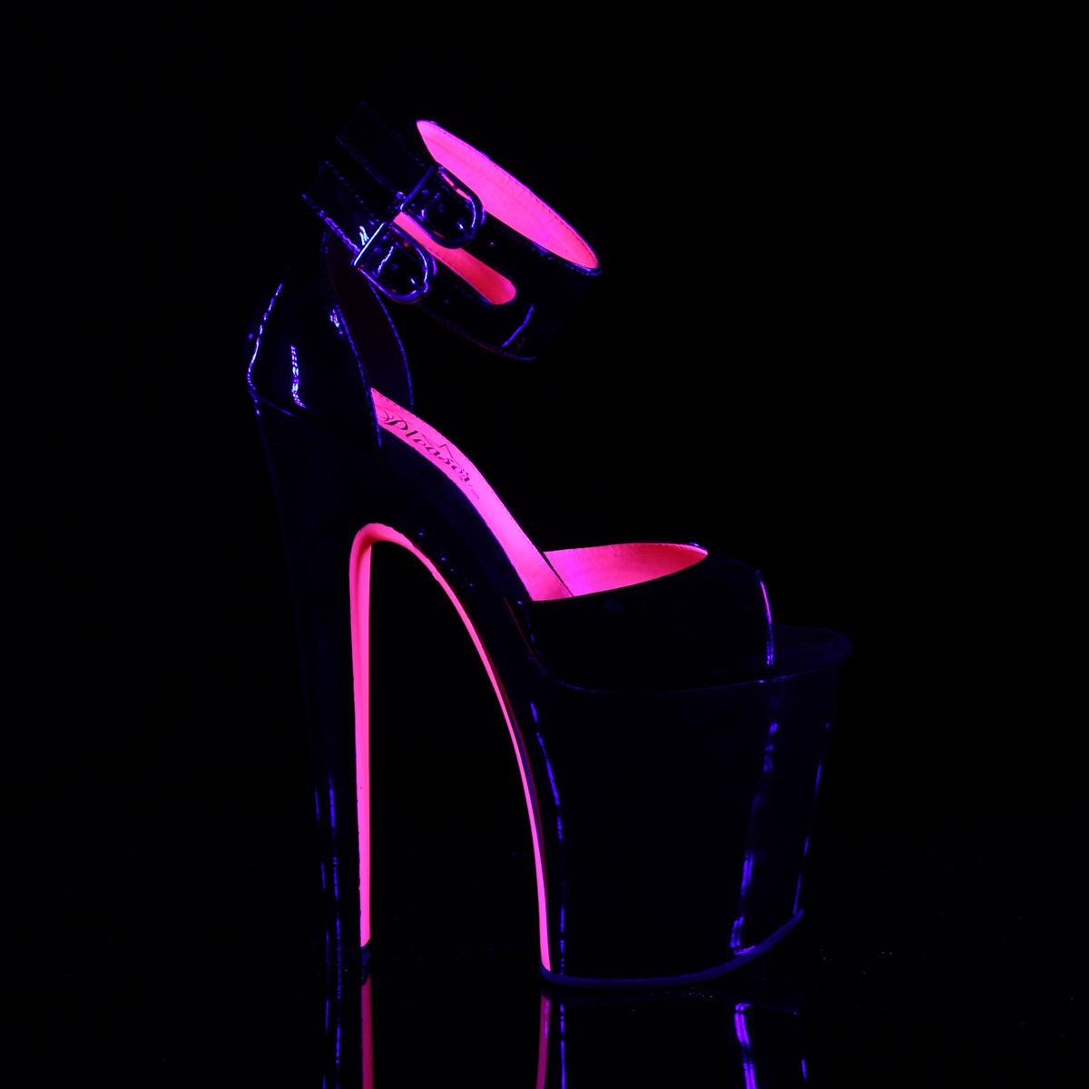 【PLEASER】XTREME-875TT プラットフォームシューズ Blk Pat-Neon H. Pink/Blk【取寄】