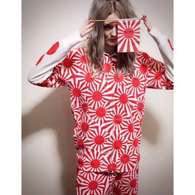 Zip-up hoodie (Hinomaru/white red)
