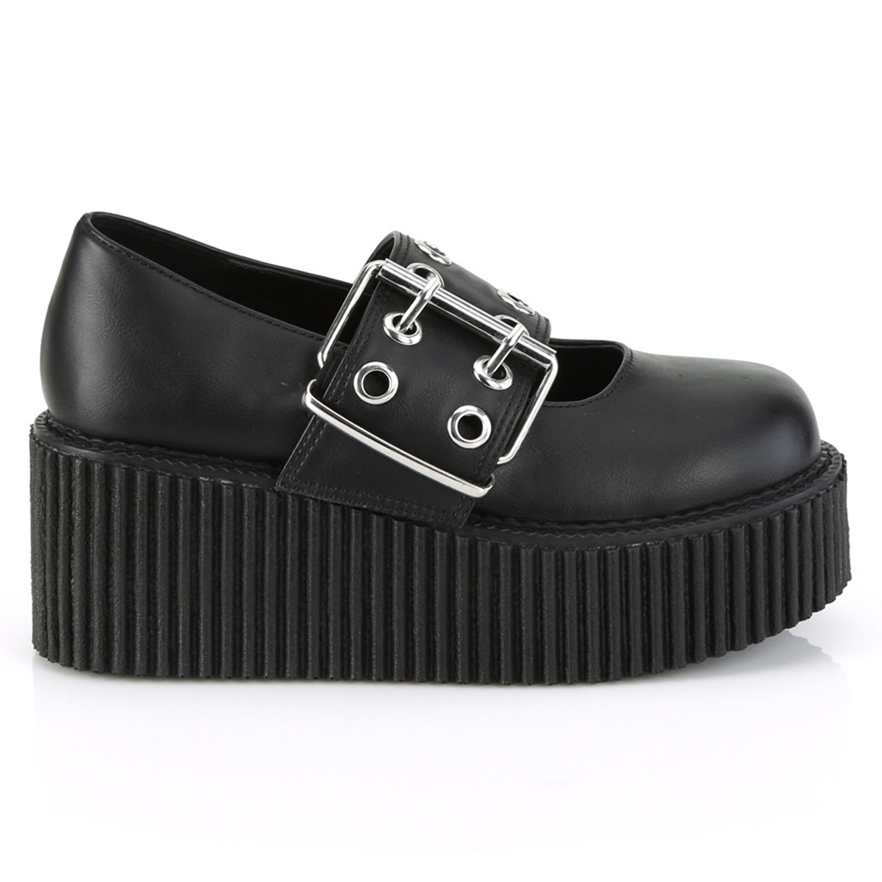 【DEMONIA】ワイドストラップメリージェーン厚底シューズ-US6(22.5-23cm)