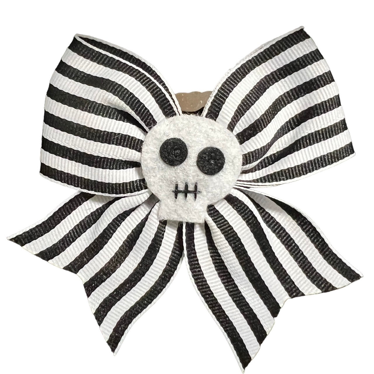 Striped Skull Bow Hair Slide
