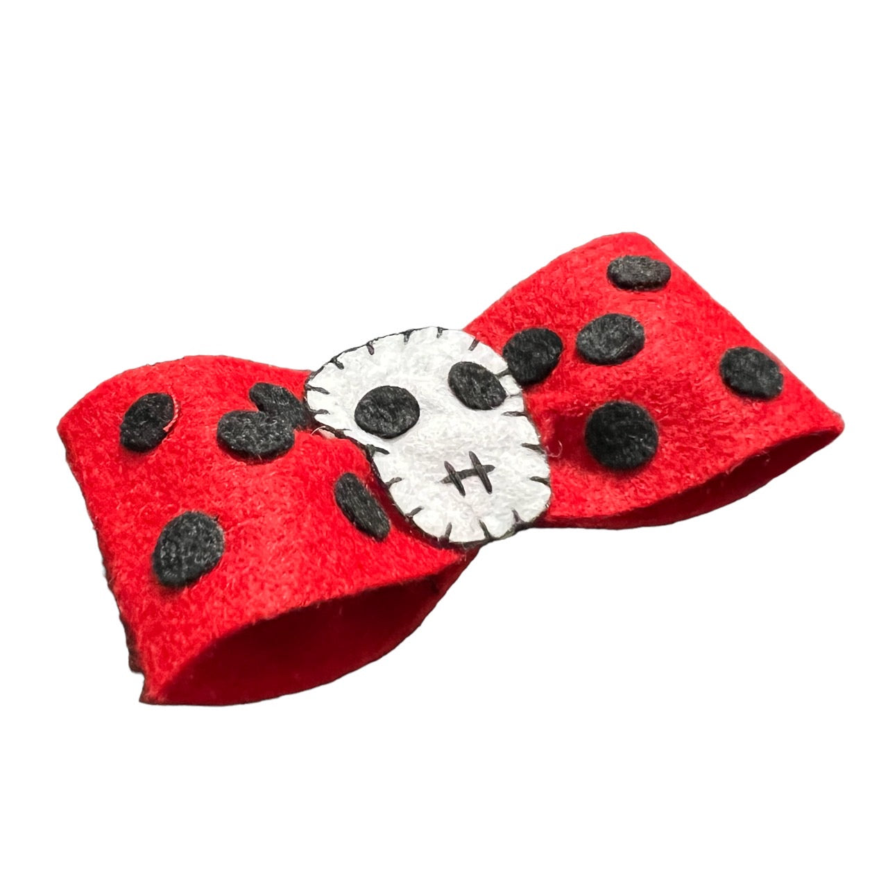 Felt Skull Bow Hair Slide