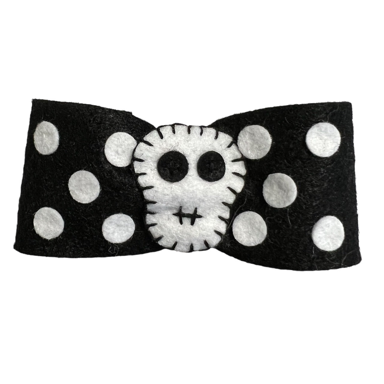 Felt Skull Bow Hair Slide