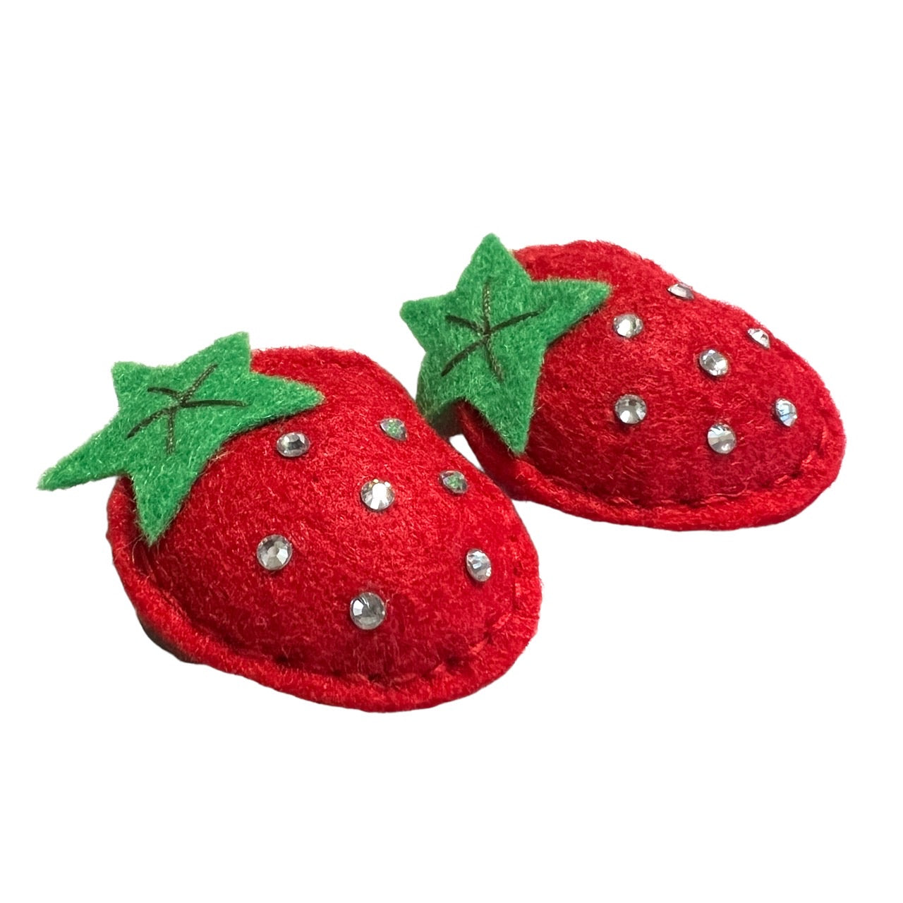 felt strawberry hair slide