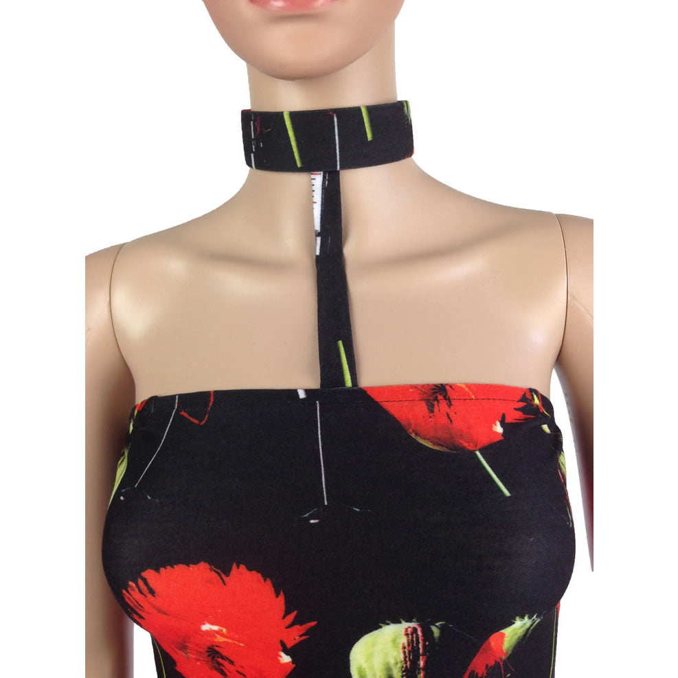 OPIUM POPPY NEEDLE CHOKER DRESS