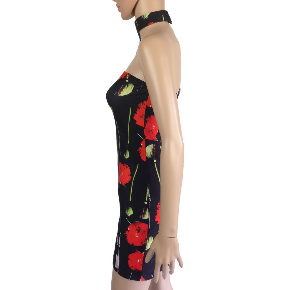 OPIUM POPPY NEEDLE CHOKER DRESS